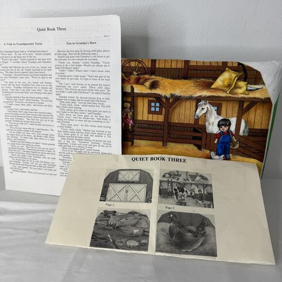 Vintage 1986 Betty Lukens Quiet Book Three Grandma Grandpa Farm Felt Kit Uncut - Picture 1 of 11